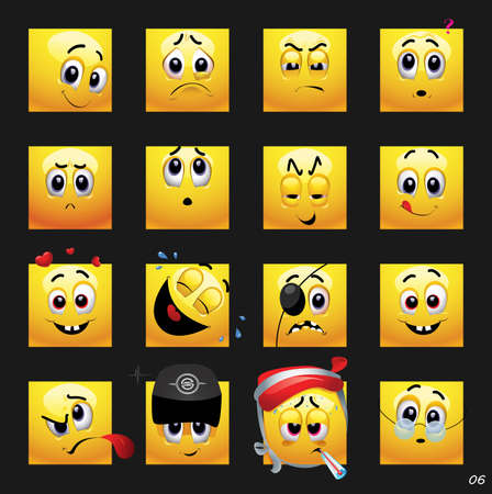 Vector set of face icons with different face expression.のイラスト素材