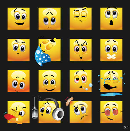 Vector set of face icons with different face expression.のイラスト素材