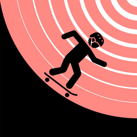 Vector illustration of a skateboarder in a skate park.のイラスト素材