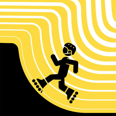 Vector illustration of roller skating in a park.のイラスト素材