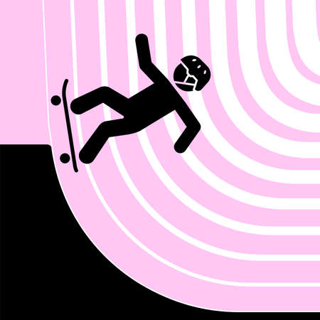 Vector illustration of a skateboarder in a skate park.のイラスト素材
