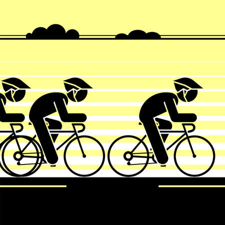 Cyclist riding long distance. Vector illustration.のイラスト素材