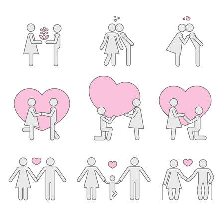 Pictograms which represent couple in love.のイラスト素材