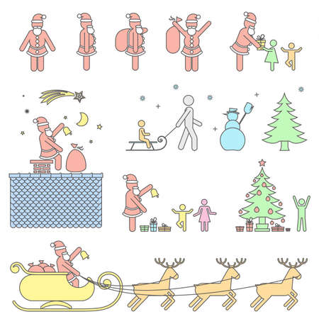 CHRISTMAS SEASON PICTOGRAM SYMBOL COLOR ICON SETのイラスト素材