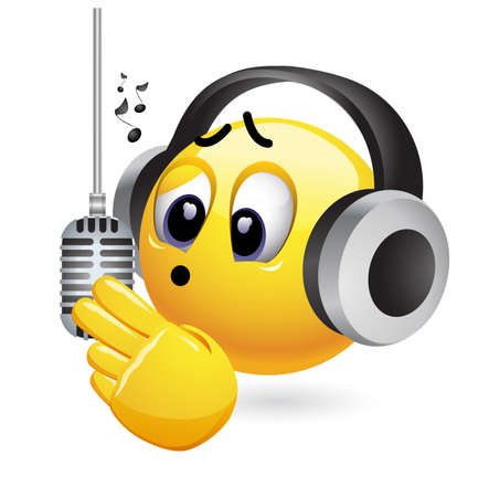 Music and smiley. Smiley sing songs.のイラスト素材