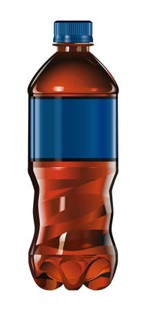 Realistic vector illustration of plastic bottle isolated on white background. Front view of the plastic bottle with label. のイラスト素材