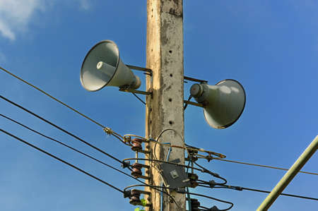 Loudspeaker on electric postの写真素材