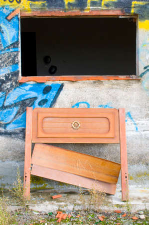 VILLAVICIOSA DE ODON, SPAIN - NOVEMBER 1, 2008: This furniture was broken in an abandoned house. The photo was taken outside.の写真素材
