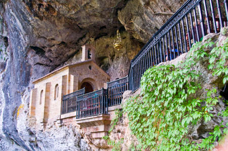 Holy Cave of Covadonga is a Catholic sanctuary located in Asturias, northern Spain. Many people visit in summer.の写真素材