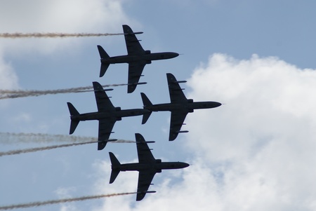 military aircraft on the skyの写真素材