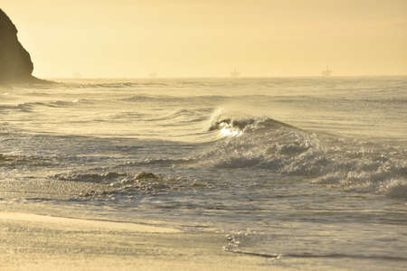Sparkling waves moving onto the california coast 