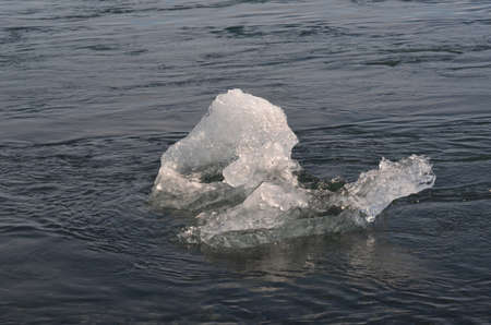 Cool photo of a chunk of glacier in the water in Iceland 