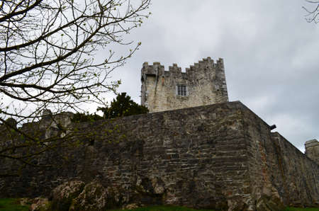 Castle walls surrounding Ross Castle in Ireland.の写真素材
