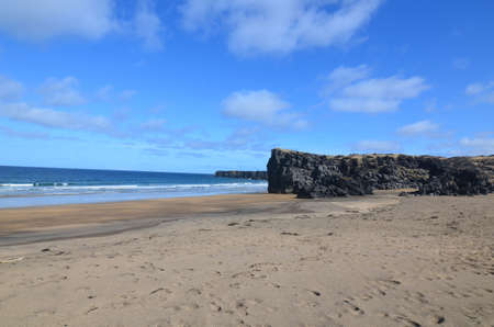 Beautiful Skarosvik Beach with bright blue waters 