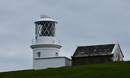 Tower lighthouse at St Bees Head in England.の写真素材