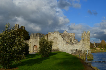 Desmond castle ruins and the river Maigue in County Limerick Ireland.