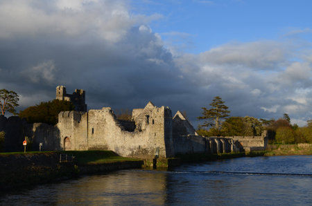 Ruins of Desmond castle along maigue river in County Limerick.