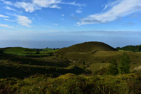 Stunning rural landscape of volcanic craters on Sao Miguel in the Azores.の写真素材