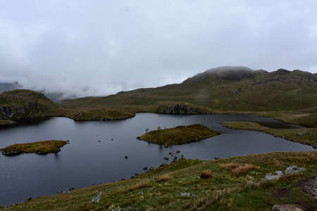 Thick fog on mountain top in Northern England.の写真素材