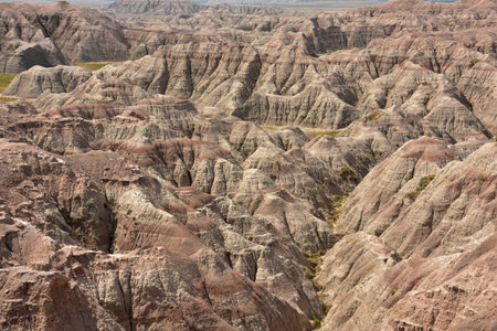 Colorful striations on sculpted sandstone mounds in rural South Dakota.の写真素材
