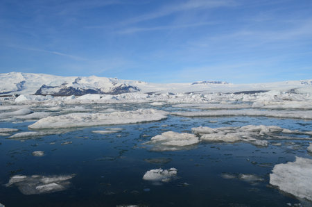 Scenic ice flow and ice melt in the south of Iceland.