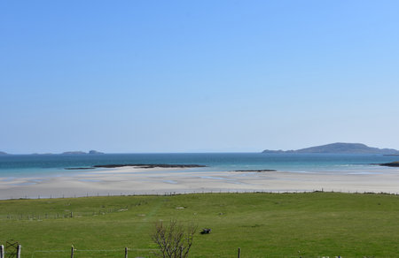 Scenic views of ocean at low tide on the Isle of Vatersay.