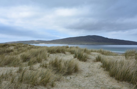 Scenic Luskentyre beach on the Isle of Lewis in Scotland.