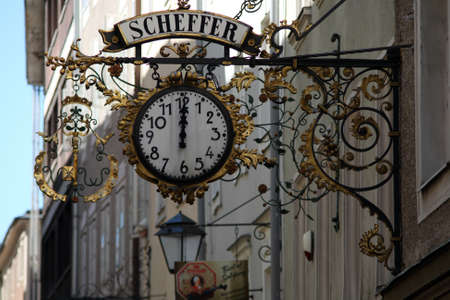 A Typical sign of Shops in historical Center Salzburg(Austria) - 12.09.2010のeditorial素材