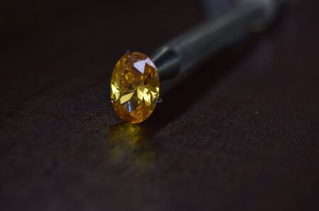 Yellow diamond Is a beautiful colored diamond Looking for drugs and expensive For making jewelryの写真素材
