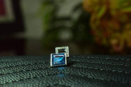 Earrings Set with beautiful blue gemstoneの写真素材