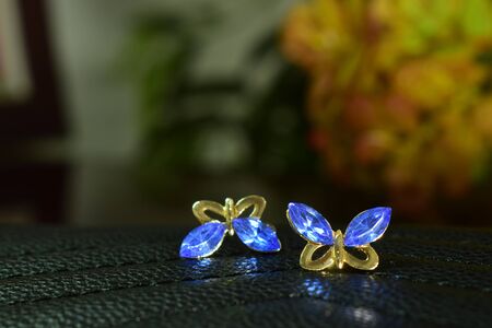 Earrings Set with beautiful blue gemstoneの写真素材