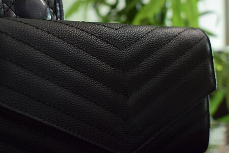 Shoulder bag It is a black leather that looks luxurious and beautiful.の写真素材