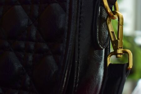 Shoulder bag It is a black leather that looks luxurious and beautiful.の写真素材