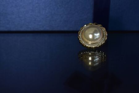 Gold earrings Decorated with pearl Luxurious and beautifulの写真素材
