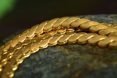 : Gold necklace It is a beautiful gold necklace in a unique style, luxuriousの写真素材