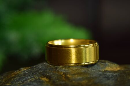 Gold ring that does not decorate anything It is a beautiful ring in a unique, luxurious and expensive way.の写真素材