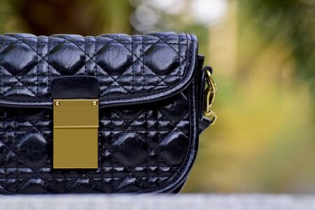 Shoulder bag It is a black leather that looks luxurious and beautiful.の写真素材