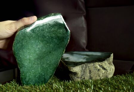 Jade is a real natural jade, lumps on a beautiful natural background.