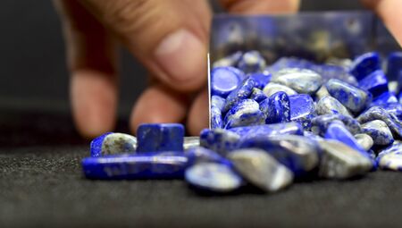lapis lazuli Is a beautiful blue gemstoneの写真素材