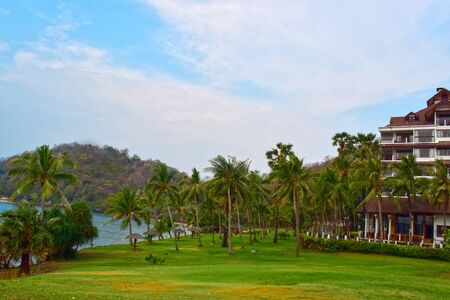 Beach accommodation There are lawns and mountains. Naturally beautifulのeditorial素材