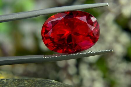 Gem and Jewelry Real ruby  Red with a rare luster, expensive for jewelry Is very popularの写真素材