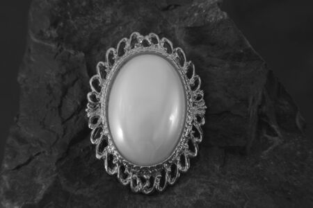 Real pearls Selected, beautiful color, laying on the ground, with reflectionの写真素材