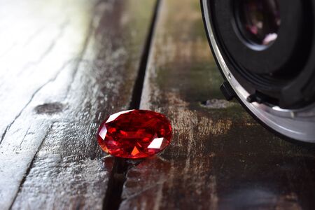 Gem and Jewelry Red ruby, sparkling gem selected for jewelry makingの写真素材