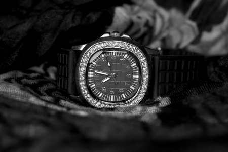 A wristwatch is a watch that has expensive and luxuriousの写真素材