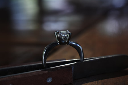 accessories A white gold ring set with diamondsの写真素材