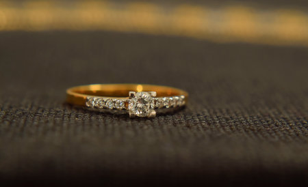 decorations gold ring with diamondsの写真素材