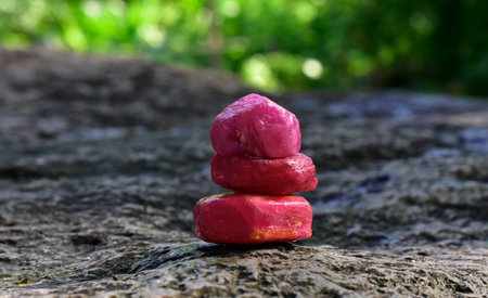 ruby Is red gem Beautiful by nature For making expensive jewelryの写真素材