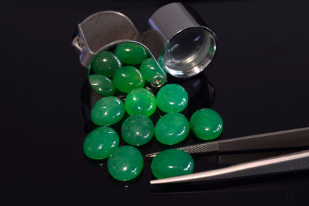 Real jade That is the original jade ball Green and rare, expensiveの写真素材