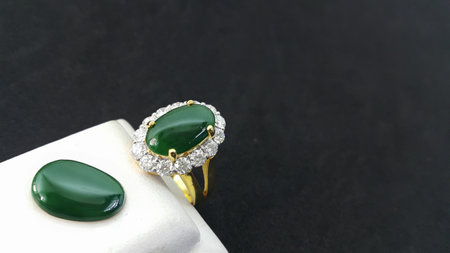 Ring jade Natural sparkling green colorの写真素材