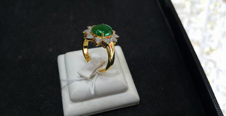 Ring jade Natural sparkling green colorの写真素材